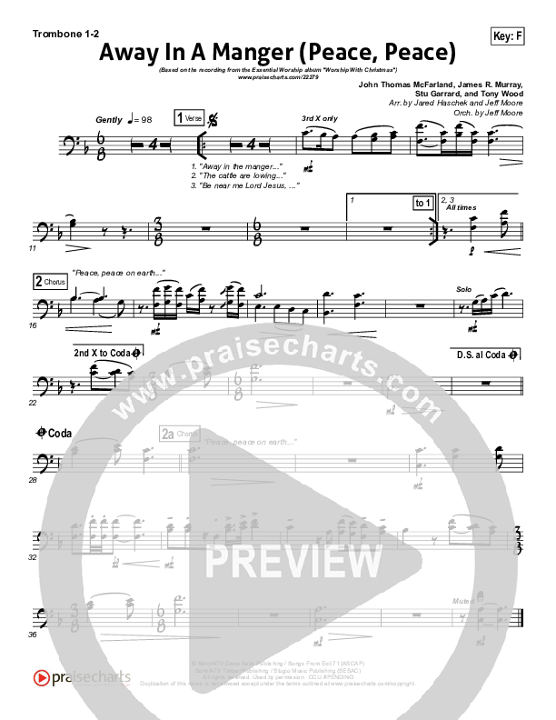 Away In A Manger (Peace Peace) Trombone 1/2 (Essential Worship)