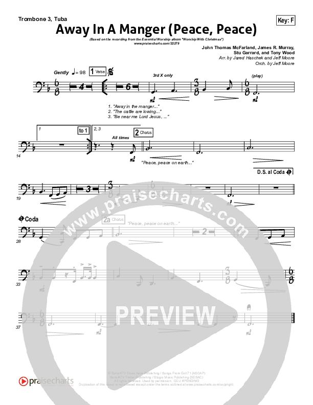 Away In A Manger (Peace Peace) Trombone 3/Tuba (Essential Worship)