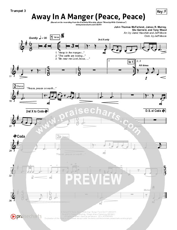 Away In A Manger (Peace Peace) Trumpet 3 (Essential Worship)