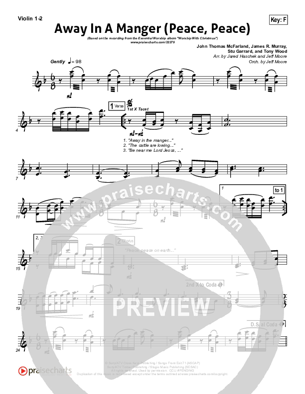 Away In A Manger (Peace Peace) Violin 1/2 (Essential Worship)