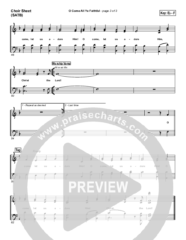 O Come All Ye Faithful Choir Sheet (SATB) (PraiseCharts Band / Arr. Daniel Galbraith)