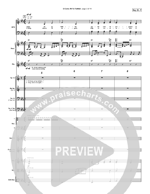 O Come All Ye Faithful Conductor's Score (PraiseCharts Band / Arr. Daniel Galbraith)