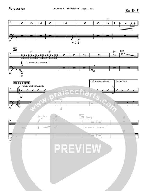 O Come All Ye Faithful Percussion (PraiseCharts Band / Arr. Daniel Galbraith)