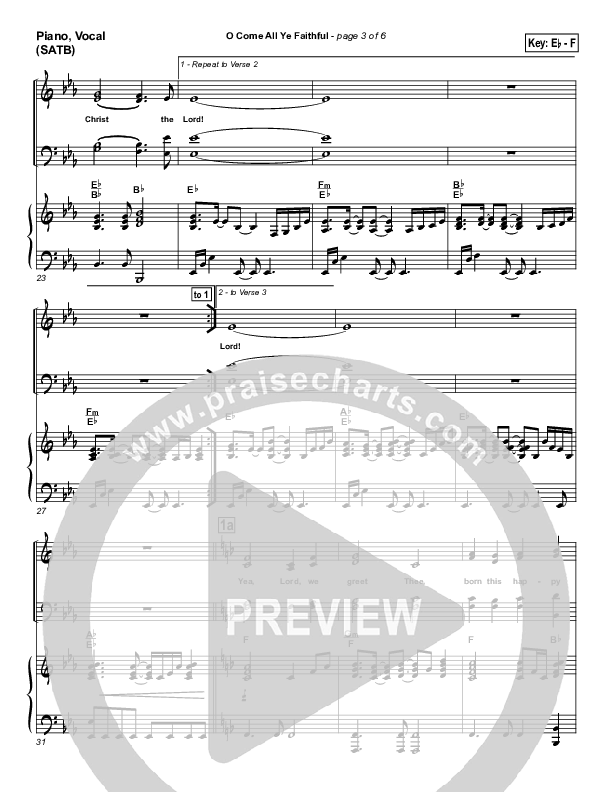 O Come All Ye Faithful Piano/Vocal Pack (PraiseCharts Band / Arr. Daniel Galbraith)