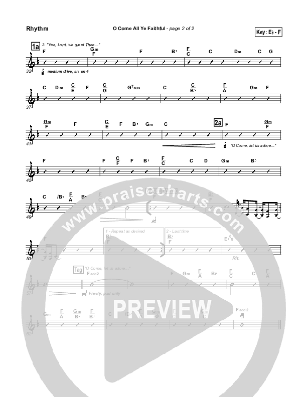 O Come All Ye Faithful Rhythm Chart (PraiseCharts Band / Arr. Daniel Galbraith)