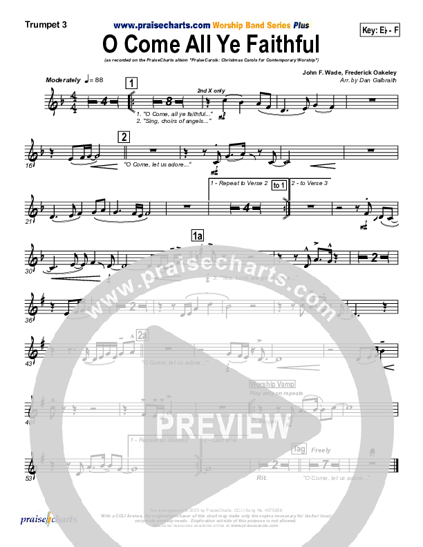 O Come All Ye Faithful Brass Pack (PraiseCharts Band / Arr. Daniel Galbraith)