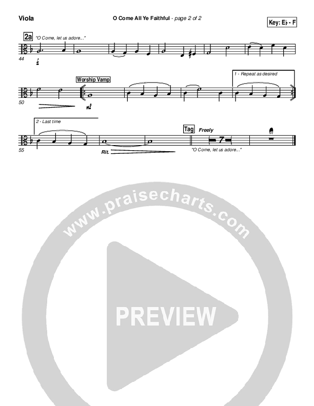 O Come All Ye Faithful Viola (PraiseCharts Band / Arr. Daniel Galbraith)