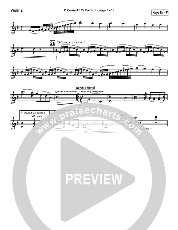 O Come All Ye Faithful Violins (PraiseCharts Band / Arr. Daniel Galbraith)
