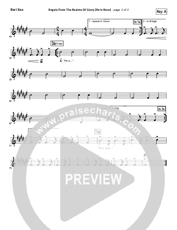 Angels From The Realms Of Glory (He Is Here) Bari Sax (Essential Worship)