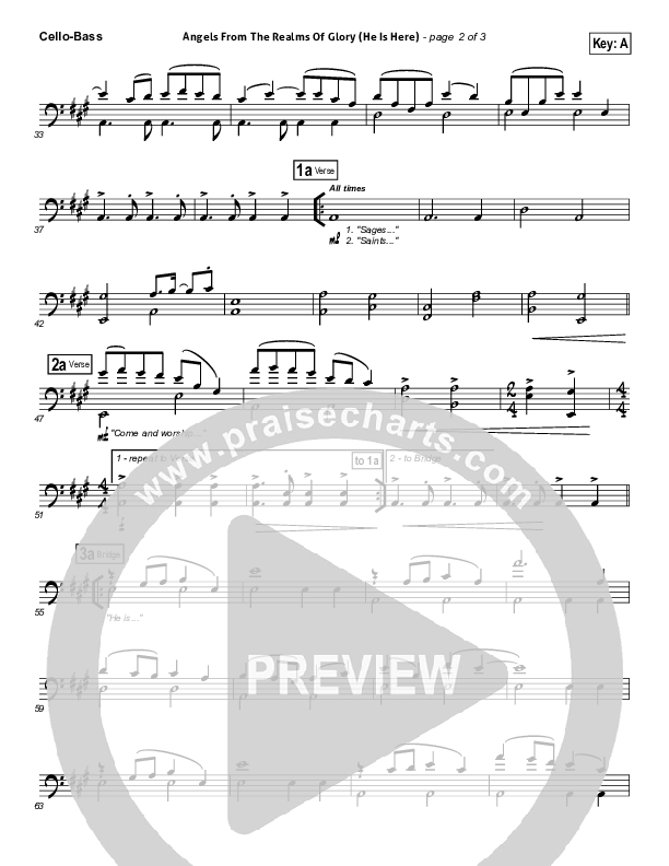 Angels From The Realms Of Glory (He Is Here) Cello/Bass (Essential Worship)