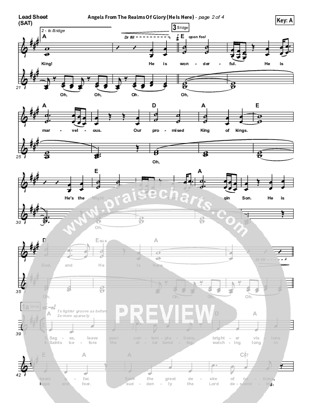 Angels From The Realms Of Glory (He Is Here) Lead Sheet (SAT) (Essential Worship)