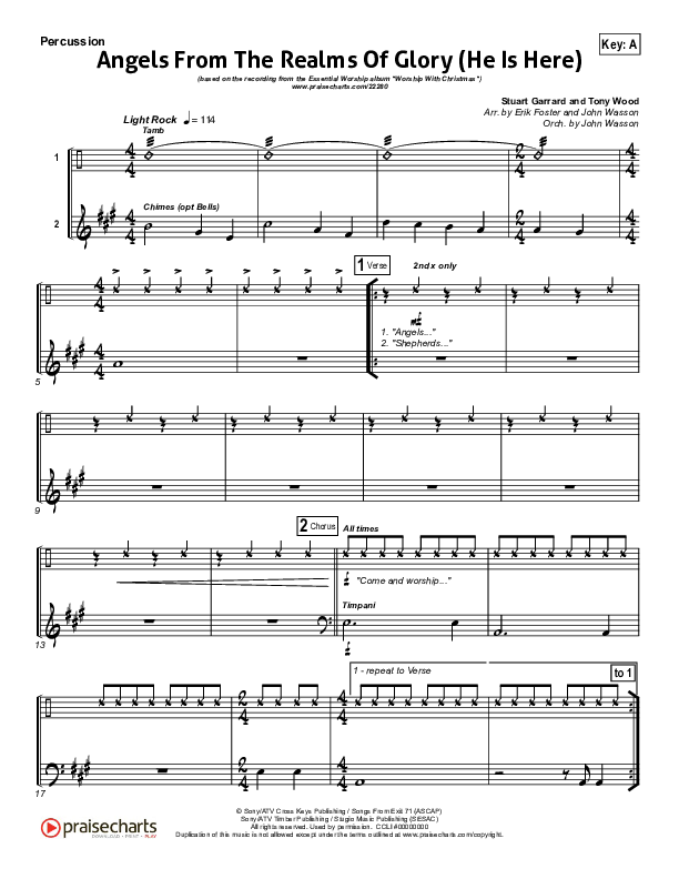 Angels From The Realms Of Glory (He Is Here) Percussion (Essential Worship)