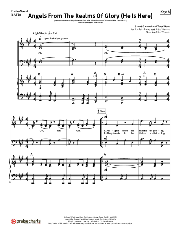 Angels From The Realms Of Glory (He Is Here) Lead & Piano (Essential Worship)