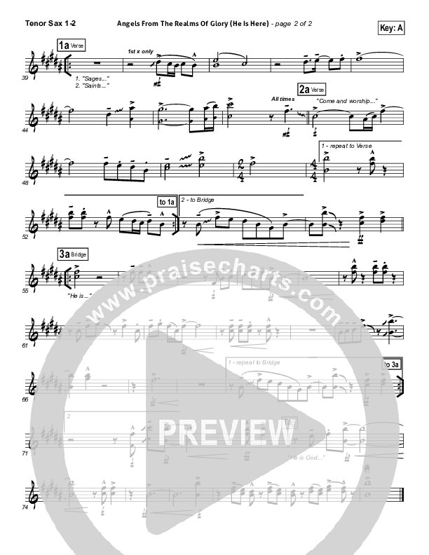 Angels From The Realms Of Glory (He Is Here) Tenor Sax 1/2 (Essential Worship)