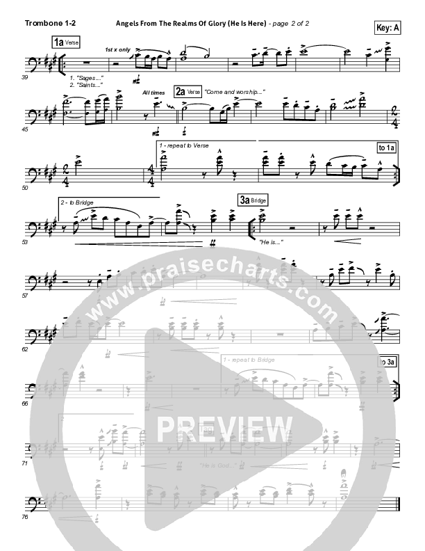Angels From The Realms Of Glory (He Is Here) Trombone 1/2 (Essential Worship)