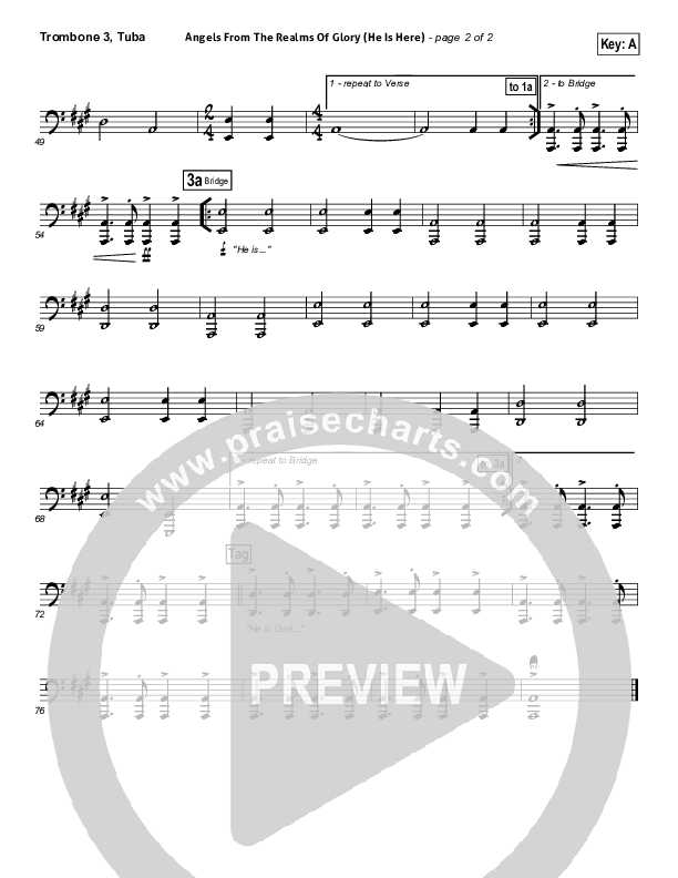 Angels From The Realms Of Glory (He Is Here) Trombone 3/Tuba (Essential Worship)