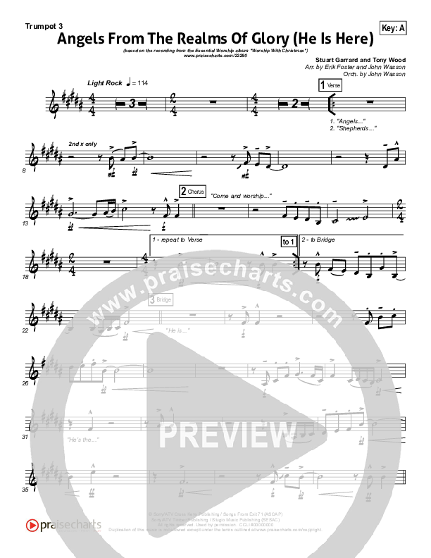 Angels From The Realms Of Glory (He Is Here) Trumpet 3 (Essential Worship)