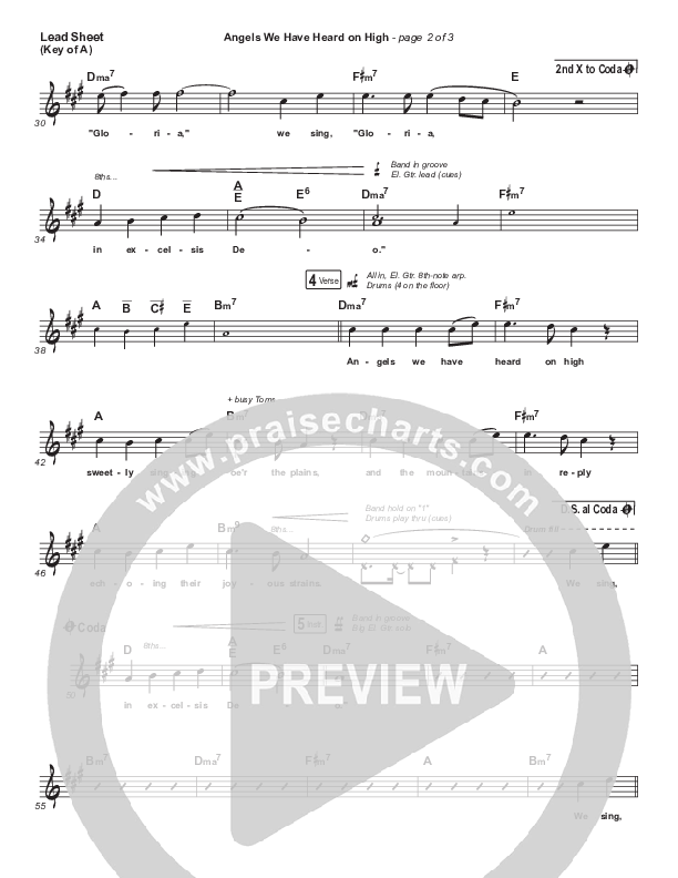 Angels We Have Heard On High Lead Sheet (Melody) (Elevation Worship)