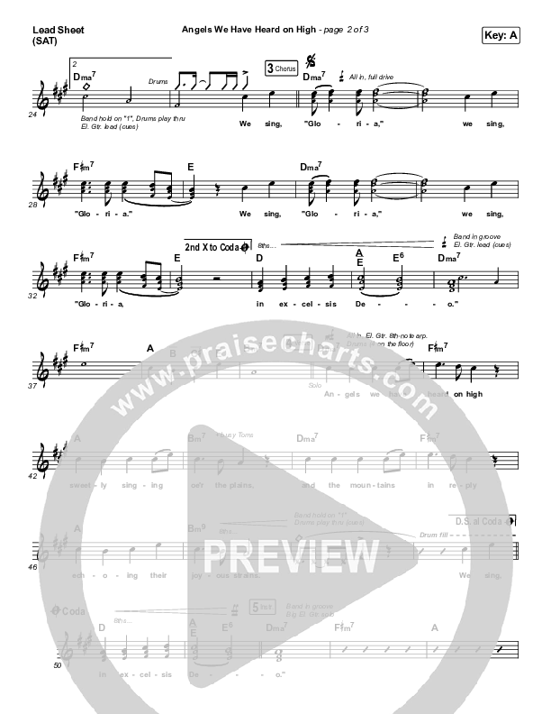 Angels We Have Heard On High Lead Sheet (SAT) (Elevation Worship)