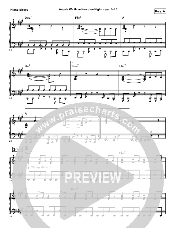 Angels We Have Heard On High Piano Sheet (Elevation Worship)