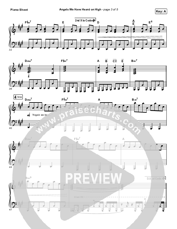Angels We Have Heard On High Piano Sheet (Elevation Worship)