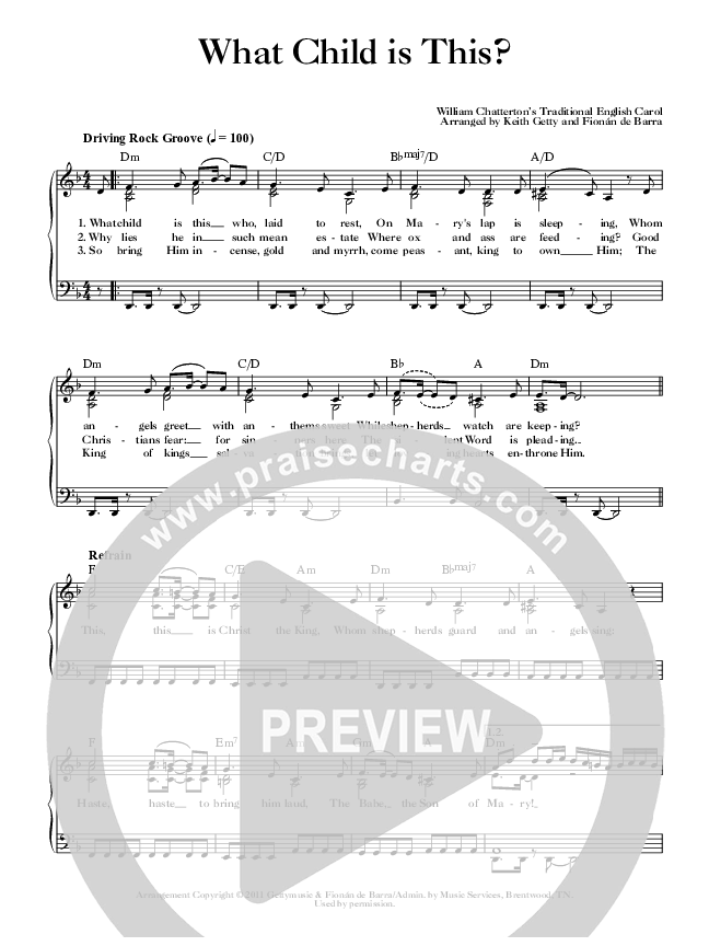 What Child Is This Lead Sheet (Keith & Kristyn Getty)