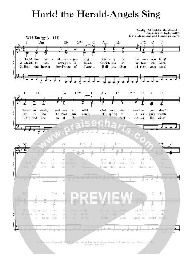 Hark The Herald Angels Sing (with Greengrass Reel) Lead Sheet (SAT) (Keith & Kristyn Getty)