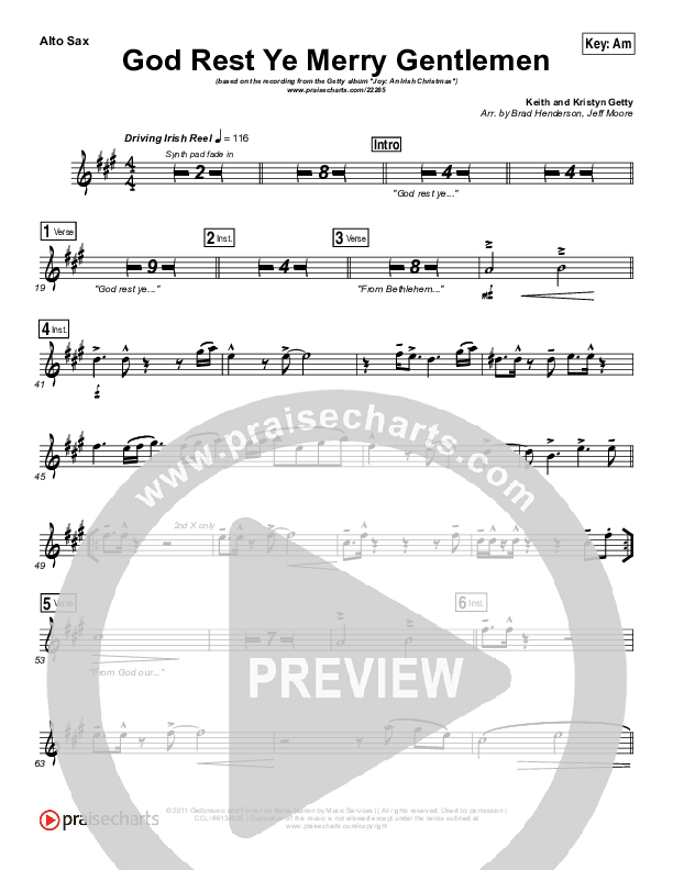 God Rest Ye Merry Gentlemen Alto Sax (Keith & Kristyn Getty)