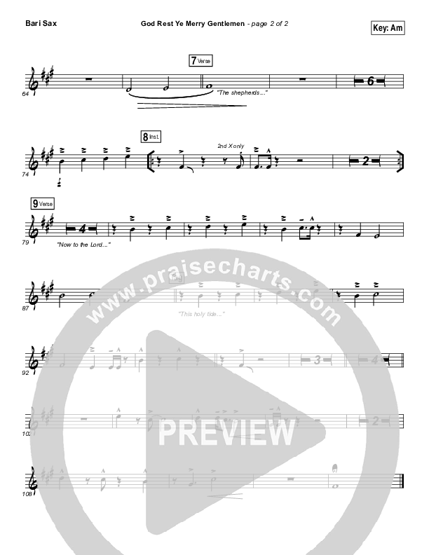 God Rest Ye Merry Gentlemen Bari Sax (Keith & Kristyn Getty)