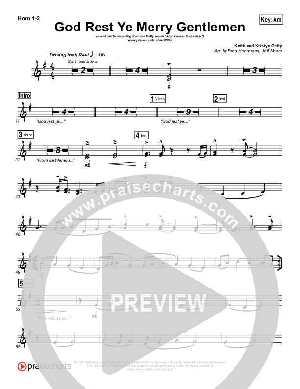 God Rest Ye Merry Gentlemen French Horn 1/2 (Keith & Kristyn Getty)