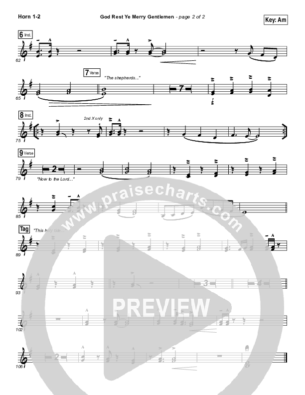 God Rest Ye Merry Gentlemen French Horn 1/2 (Keith & Kristyn Getty)