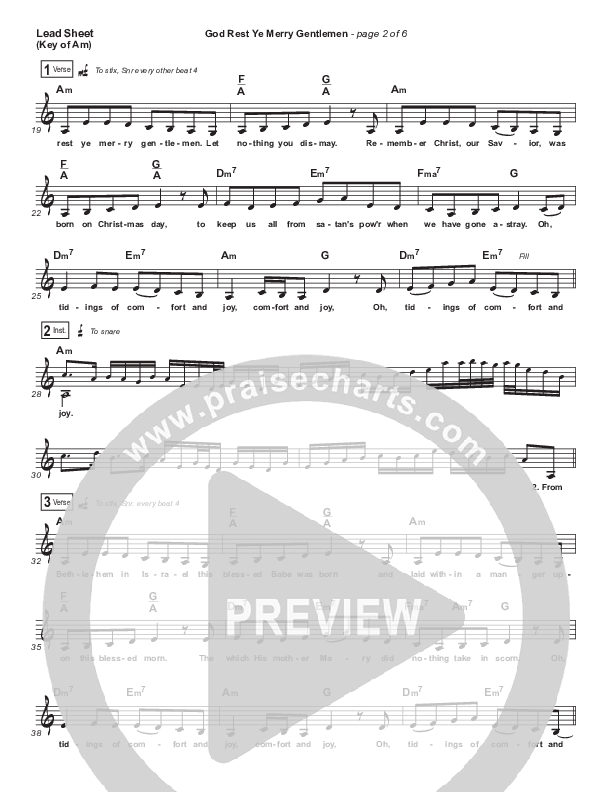 God Rest Ye Merry Gentlemen Lead Sheet (Melody) (Keith & Kristyn Getty)