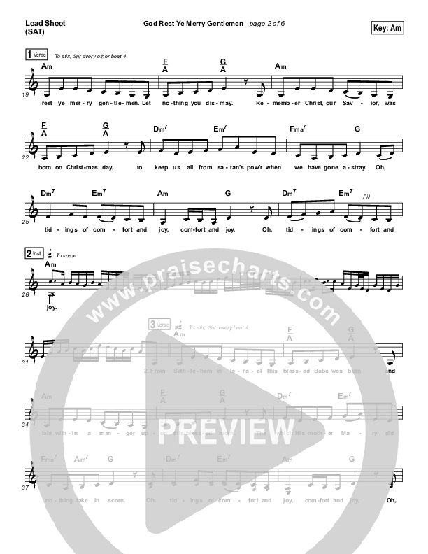 God Rest Ye Merry Gentlemen Lead Sheet (SAT) (Keith & Kristyn Getty)