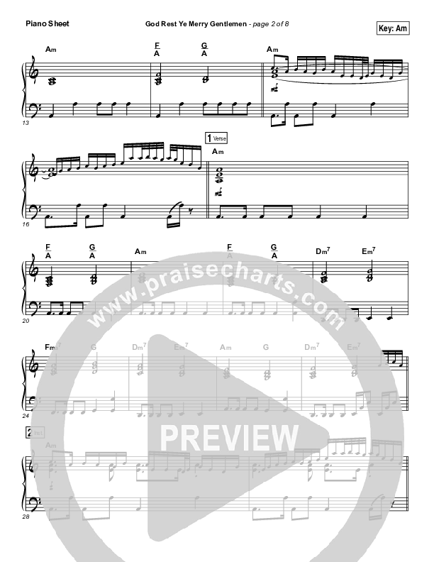 God Rest Ye Merry Gentlemen Piano Sheet (Keith & Kristyn Getty)