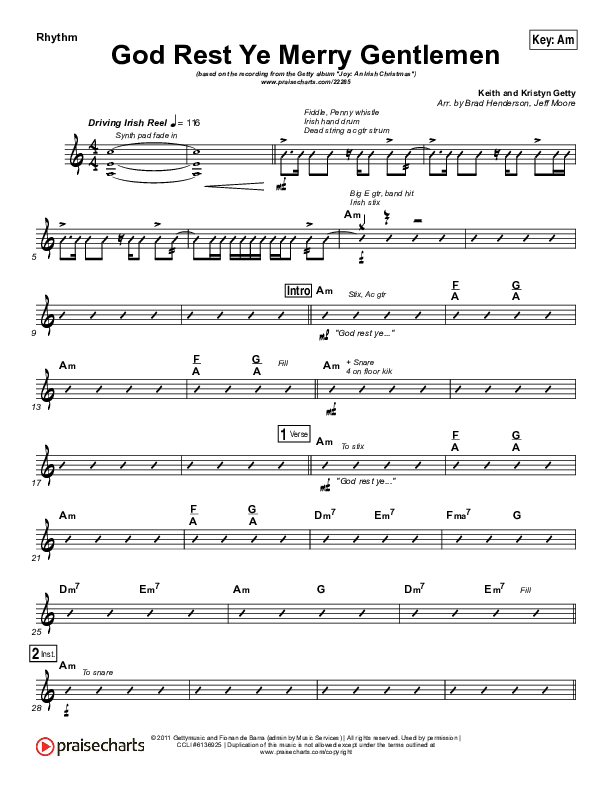God Rest Ye Merry Gentlemen Rhythm Chart (Keith & Kristyn Getty)