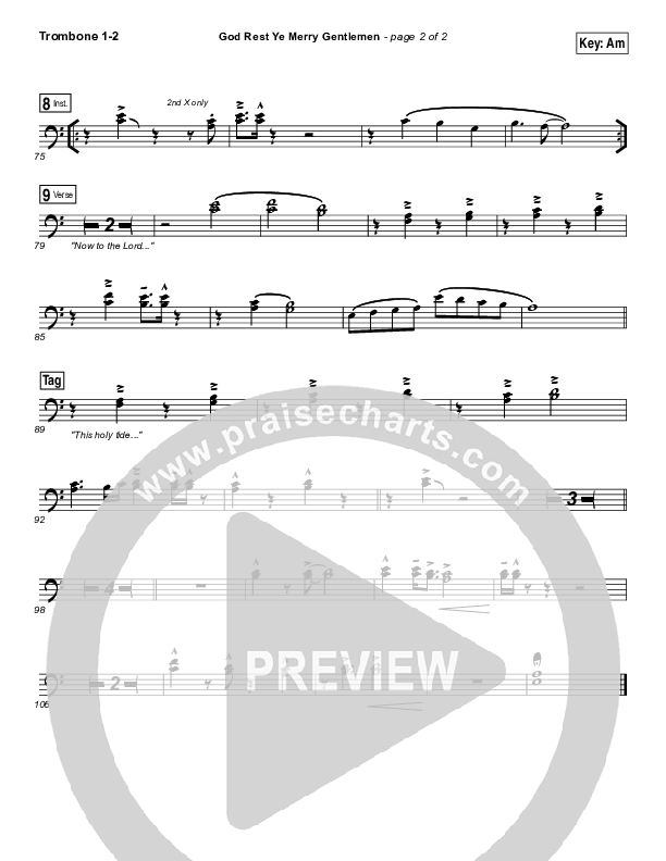 God Rest Ye Merry Gentlemen Trombone 1/2 (Keith & Kristyn Getty)