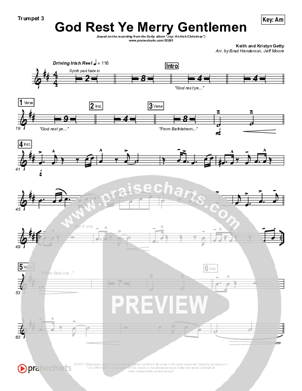 God Rest Ye Merry Gentlemen Trumpet 3 (Keith & Kristyn Getty)