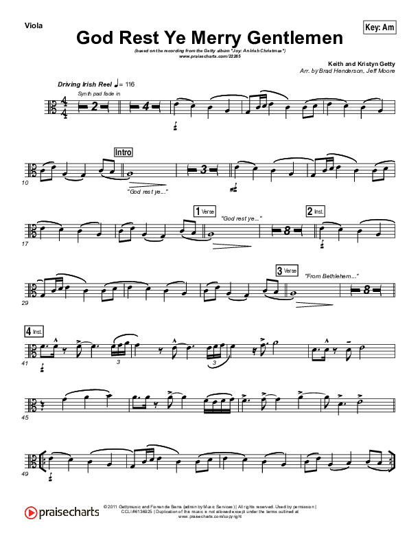 God Rest Ye Merry Gentlemen Viola (Keith & Kristyn Getty)