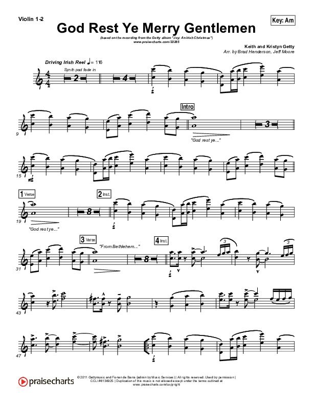 God Rest Ye Merry Gentlemen Violin 1/2 (Keith & Kristyn Getty)