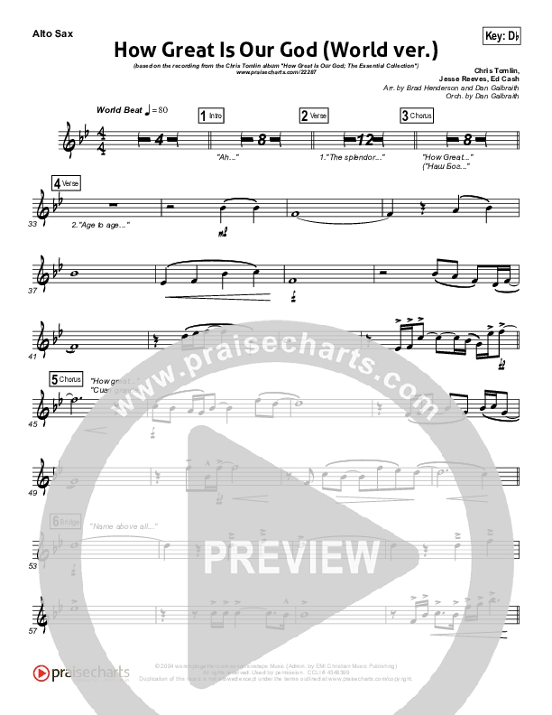 How Great Is Our God (World Edition) Alto Sax (Chris Tomlin)