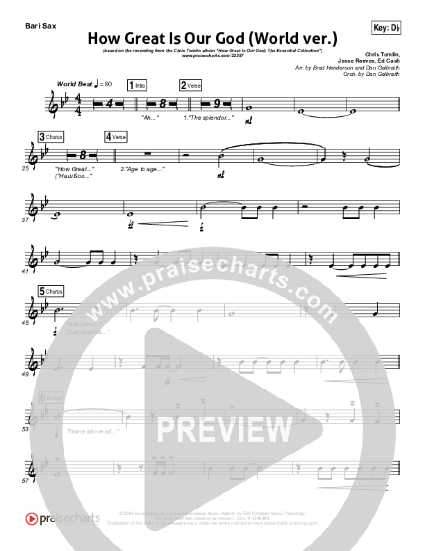 How Great Is Our God (World Edition) Bari Sax (Chris Tomlin)