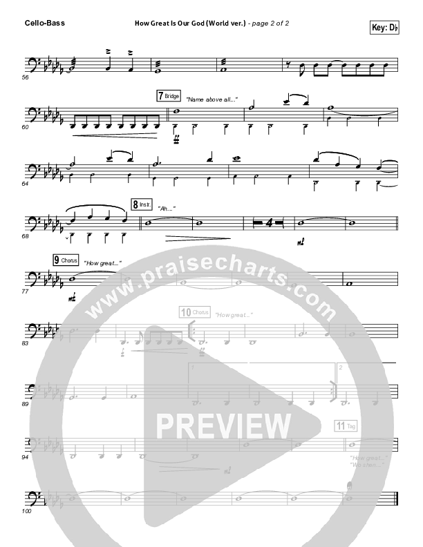 How Great Is Our God (World Edition) Cello/Bass (Chris Tomlin)