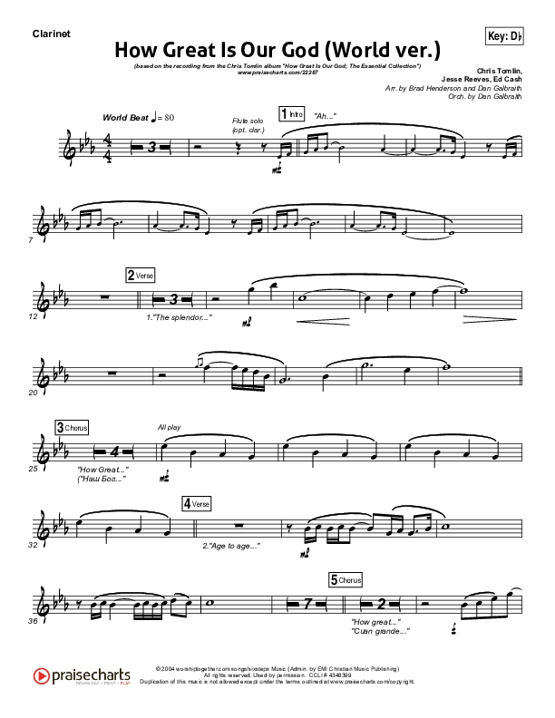 How Great Is Our God (World Edition) Clarinet (Chris Tomlin)
