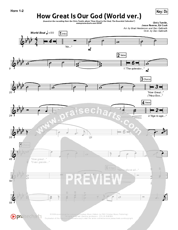 How Great Is Our God (World Edition) French Horn 1/2 (Chris Tomlin)