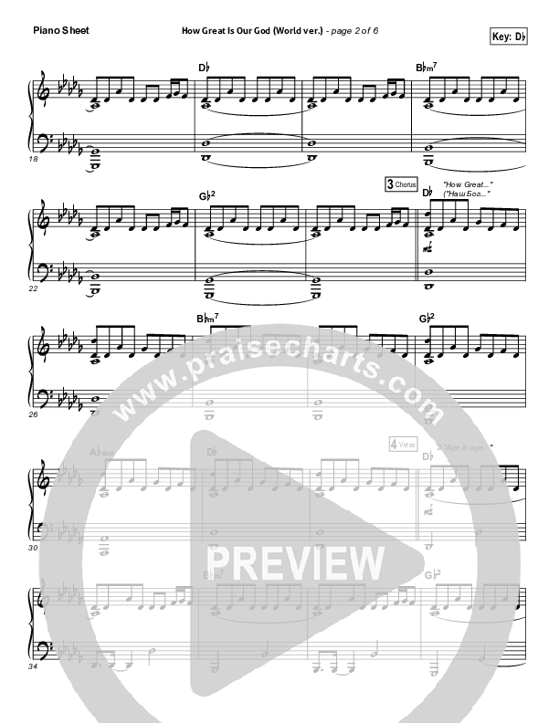 How Great Is Our God (World Edition) Piano Sheet (Chris Tomlin)