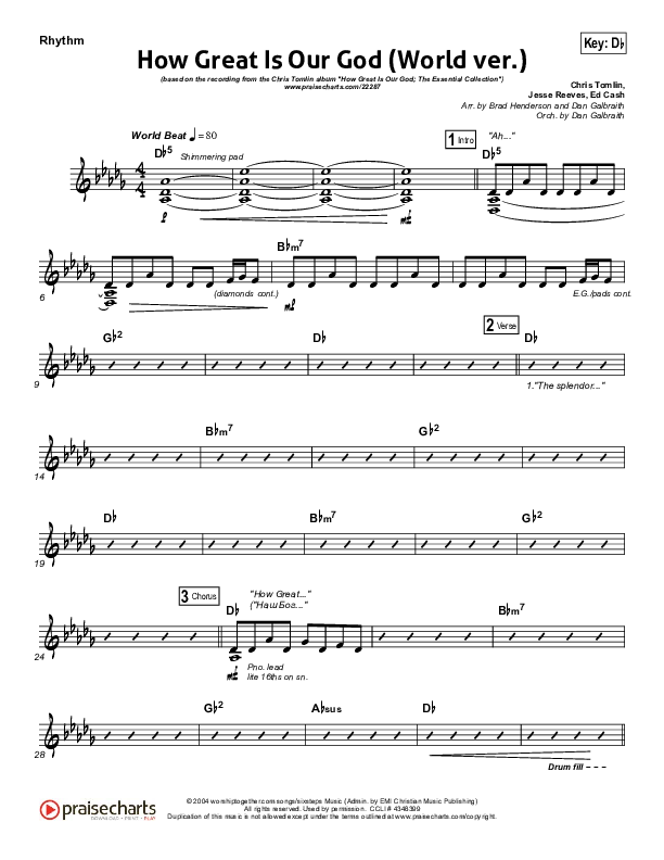 How Great Is Our God (World Edition) Rhythm Chart (Chris Tomlin)