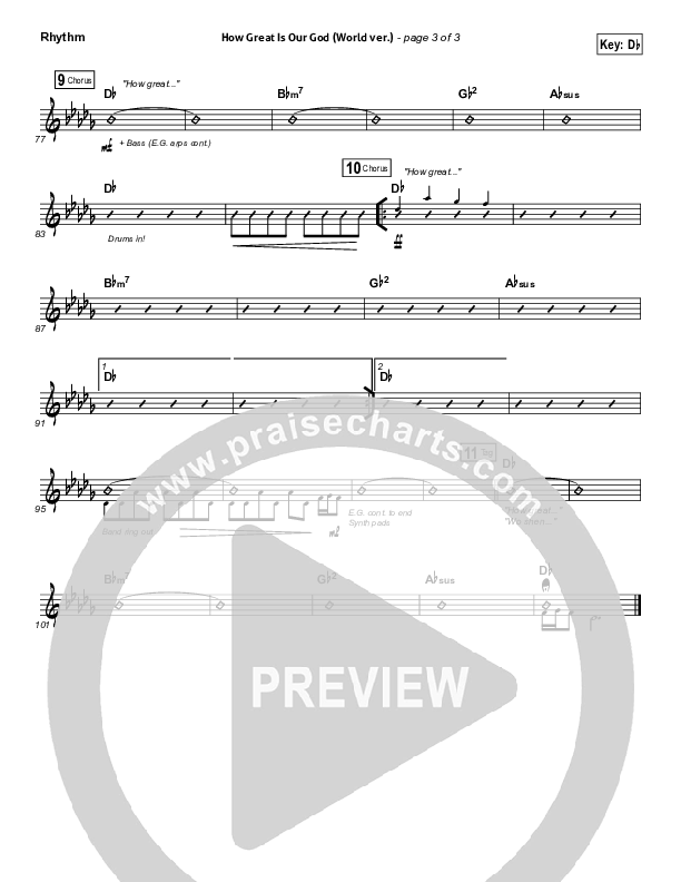How Great Is Our God (World Edition) Rhythm Chart (Chris Tomlin)