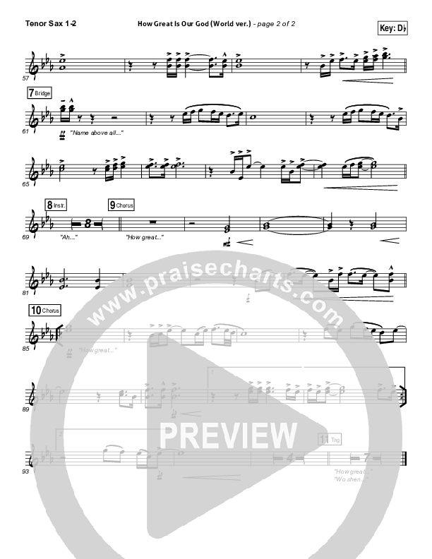 How Great Is Our God (World Edition) Tenor Sax 1/2 (Chris Tomlin)