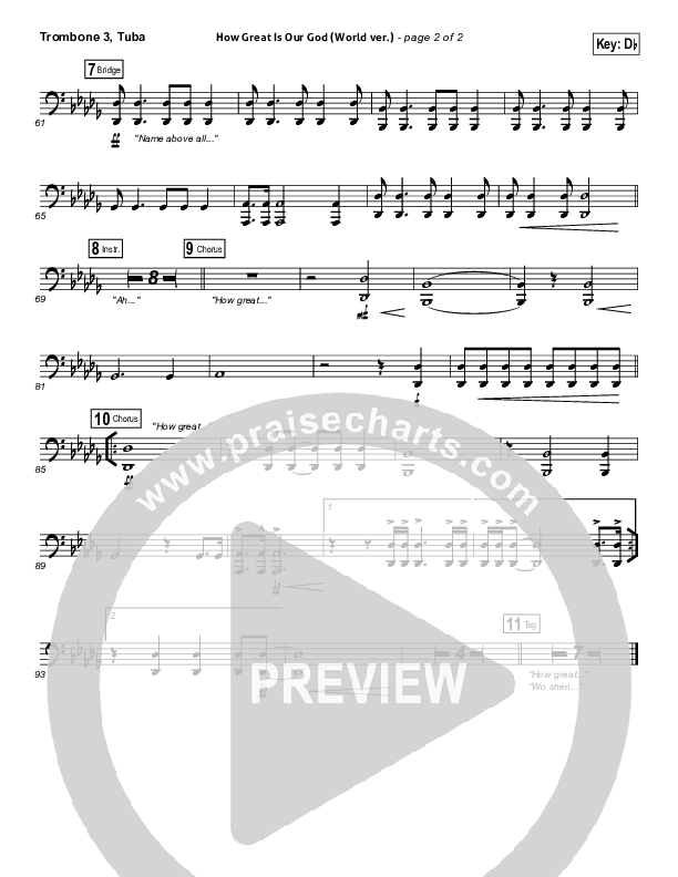 How Great Is Our God (World Edition) Trombone 3/Tuba (Chris Tomlin)