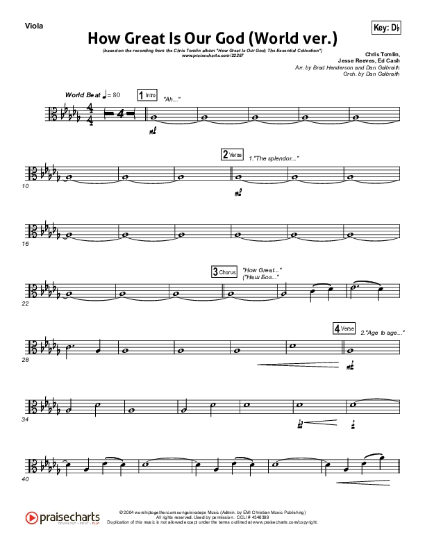 How Great Is Our God (World Edition) Viola (Chris Tomlin)